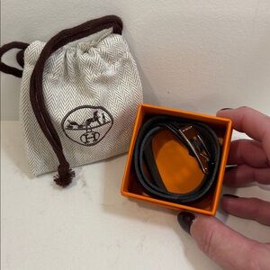 Authentic VINTAGE Hermès Leather Triple Tour Kelly Aldion Bracelet